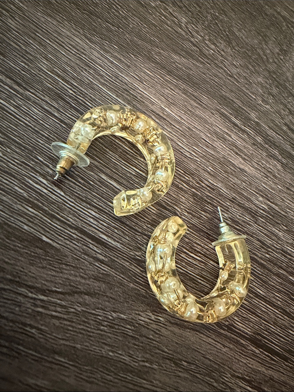 Clear Amber Hoop Earrings - Women Jewelry